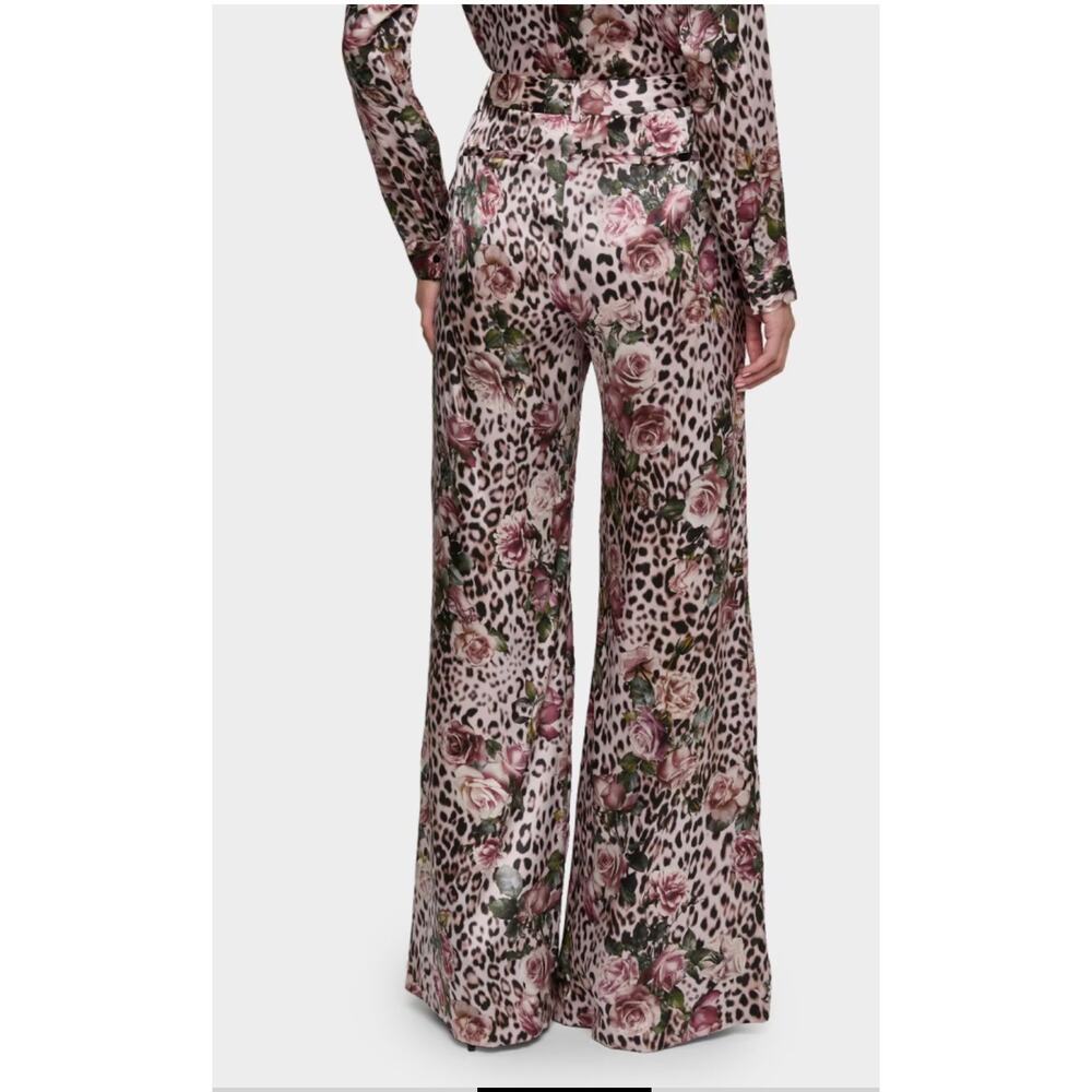 L'AGENCE Pilar Wide Leg Silk Pants in Cheetah Rose 6 - Picture 6 of 10